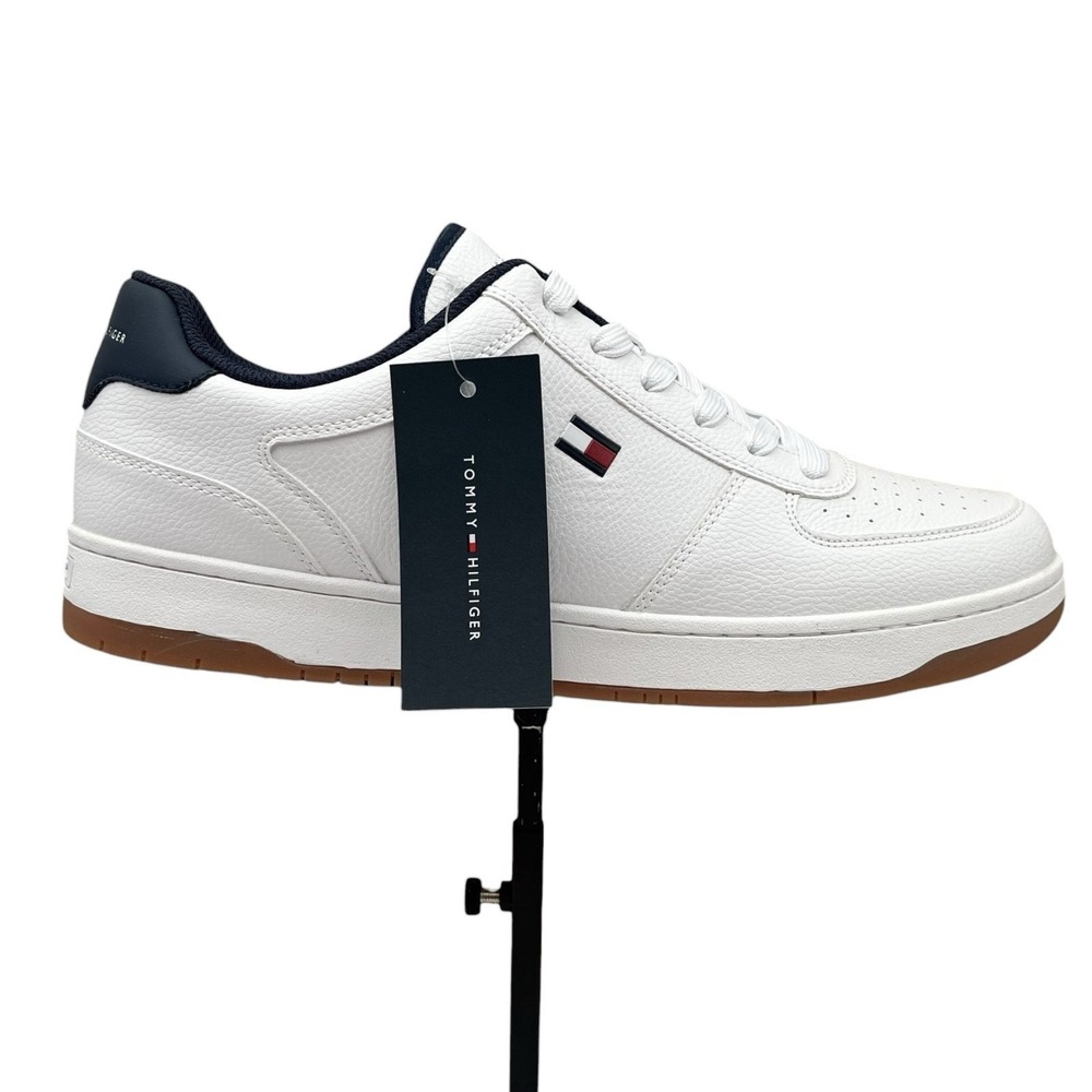Tommy Hilfiger Tathan Men's Fashion Shoes 11 White Navy Blue Athletic Sneaker